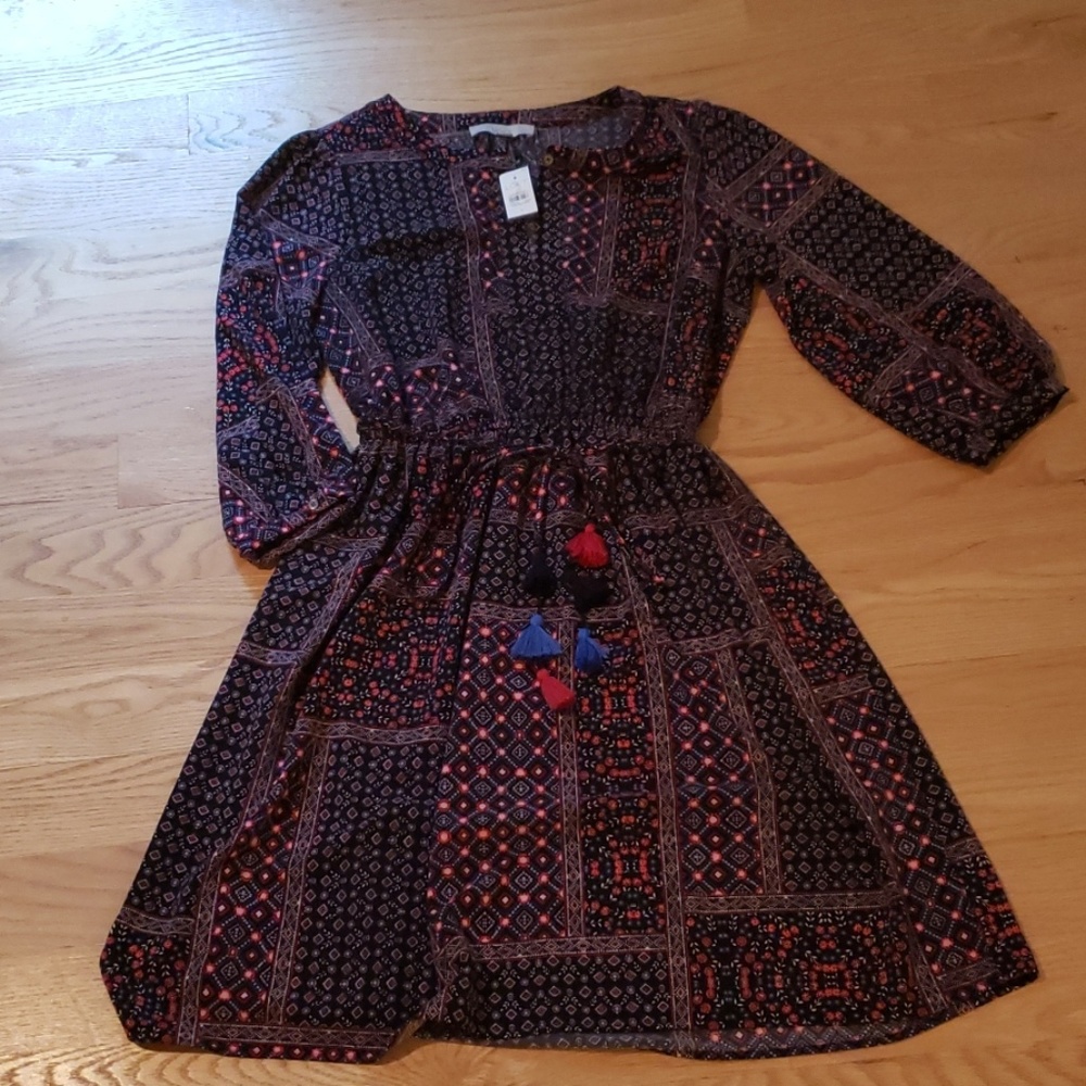 Loft patterned, tie waisted dreas
